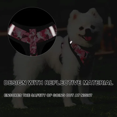 Vista 7 de Juego de arnés y correa para perros pequeños, ajustable, reflectante, sin tirones, chaleco para cachorro con collar de corbatín, correa y bolsa