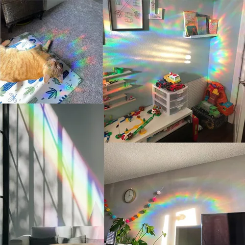Vista 5 de GORGECRAFT 16 calcomanías de ángel para ventana, diseño de hadas, anticolisión, arco iris, para pájaros, pegamentos de huelga de pájaros, película