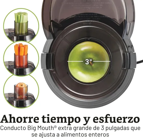 Vista 5 de Hamilton Beach Máquina centrífuga del Juicer con boca grande 3" canal de Negro