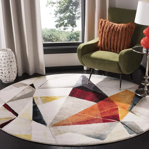 Vista 8 de SAFAVIEH Porcello Collection - Alfombra decorativa de 2 pies 3 pulgadas x 4 pies, gris claro y naranja, diseño abstracto moderno, no desprende
