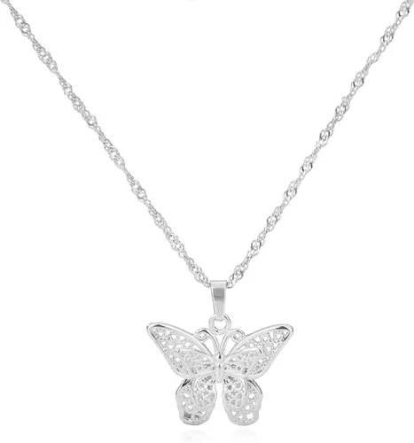 Vista 6 de VAttract Gargantilla de mariposa chapada en oro de 18 quilates, gargantilla de 15 pulgadas, gran regalo para esposa o novia, Metal, No es una piedra