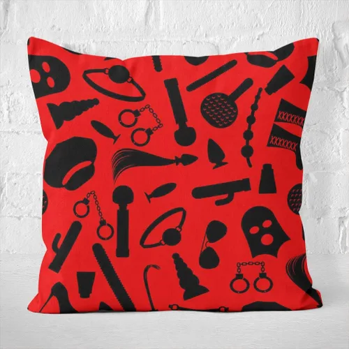 Vista 3 de Funda de almohada cuadrada de 18 x 18 pulgadas, iconos fetichistas, amantes del sexo duro, casquillo de látigo, esposas, cojín para decoración