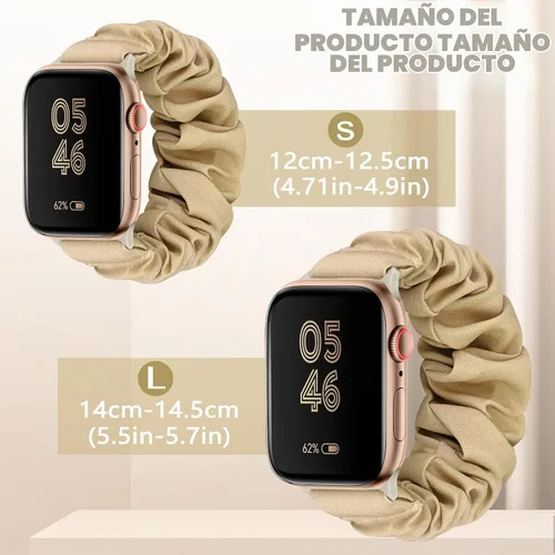 Vista 3 de Paquete de 4 bandas elásticas Scrunchie compatibles con Apple Watch de 38 mm, 40 mm, 41 mm, 42 mm, 44 mm, 45 mm, 49 mm, bandas elásticas con bonito