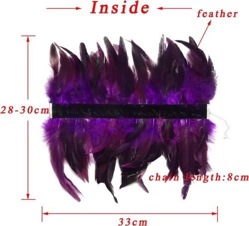 Vista 6 de L'vow - Gargantilla estilo victoriano de plumas naturales para Halloween Cosplay