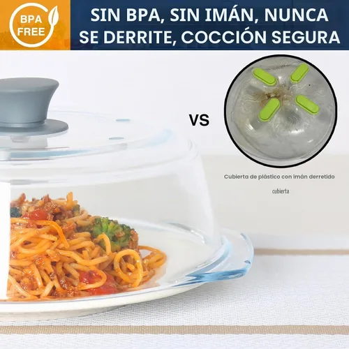 Vista 2 de lopeztek Cubierta de vidrio para salpicaduras de microondas, fundas de horno de microondas de vidrio para alimentos, protector de salpicaduras