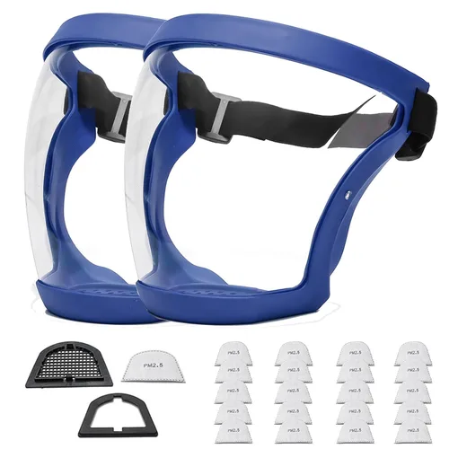 Vista 9 de Escudos activos antivaho de cara completa Protección de expresión visible, transparente, transpirable, cómodo, para adultos, reutilizable