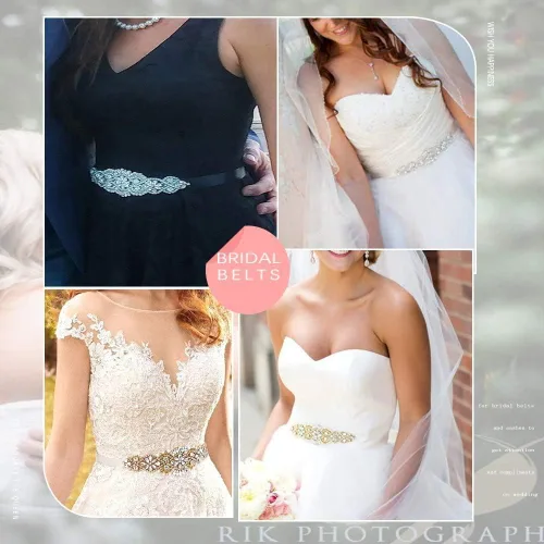 Vista 7 de Ulalaza Vestido de noche de graduación para mujer, con cintura decorativa, bandas de cristal para novia, cinturón de boda con diamantes de imitación