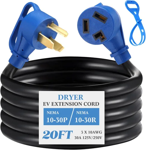 Vista 9 de Kanayu Cable de extensión NEMA 10-30p/r para secadora de 3 clavijas de 6.6 Negro
