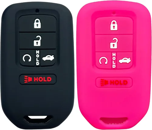 Vista 6 de 2 piezas Coolbestda - Estuche protector de silicona completa para llave de coche con control remoto de 5 botones para Honda Civic Accord Pilot CR-V