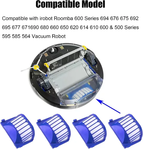 Vista 2 de Filtros de repuesto para irobot Roomba 600 Series 694 676 675 692 695 677 671 690 680 660 650 620 614 610 600 & 500 Series 595 585 564 Robot