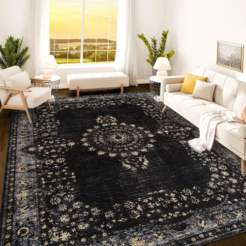 Vista 24 de Istana Alfombra larga antideslizante de 2.5 x 8 para el hogar, para pasillo y cocina, lavable, sedosa y suave al tacto, elegante, color azul y marfil