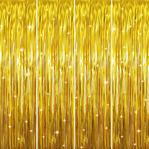 Vista 51 de GOER - Cortinas de tiras metálicas/oropel para fiestas, telón de fondo para fotos, Halloween, cumpleaños, decoración de bodas, de 3.2 x 9.8 pies
