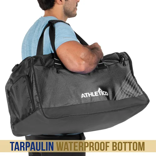 Vista 4 de Athletico Sideline - Bolsa de fútbol para baloncesto, voleibol y fútbol, incluye compartimento separado para tacos (negro)
