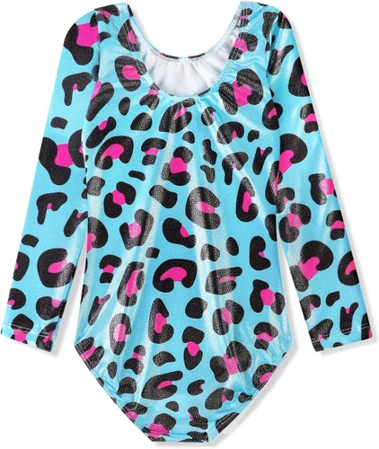 Vista 60 de HOZIY - Leotardos de manga larga para niñas, de gimnasia, para niños pequeños, trajes florales de unicornio, galaxia, arco iris, patrón de rayas
