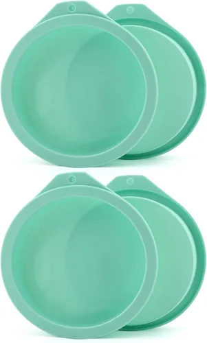Vista 9 de 4 moldes para freidora de aire, moldes de silicona para hornear magdalenas, molde para panqueques de 4 pulgadas, antiadherente para hornear, Verde