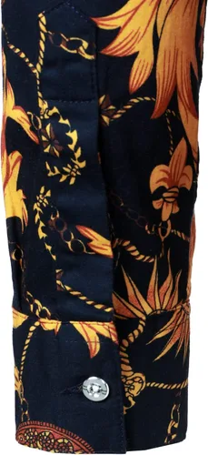 Vista 6 de ZEROYAA Camisas de vestir de algodón de manga larga con estampado floral hipster para hombre
