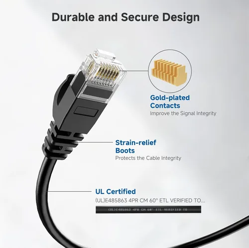 Vista 5 de Cable Matters - Cable Ethernet Cat 6 sin enganches de 10 Gbps, cable Ethernet corto de 1 pie, perfil delgado, cable Cat 6, cable Ethernet delgado