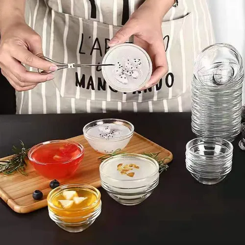 Vista 3 de DOITOOL 6 cuencos de vidrio pequeños para preparación de comidas, apilables, transparentes, para postres, dulces, frutos secos, para preparación
