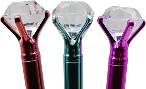Vista 9 de Maydahui 12 bolígrafos de metal con diamantes grandes retráctiles, brillantes, para bodas, despedidas de soltera, fiestas