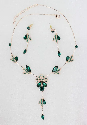 Vista 2 de Faship - Juego de collar y aretes con cristales de imitación florales