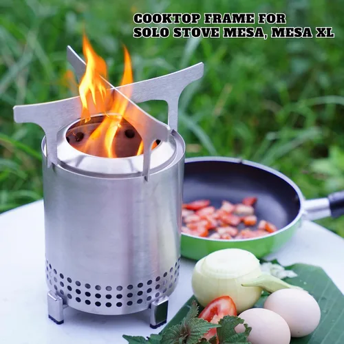 Vista 2 de Encimera de cocina para estufa individual, mesa XL, accesorios de campamento. Convierte la hoguera de mesa en estufa de campamento. Compatible