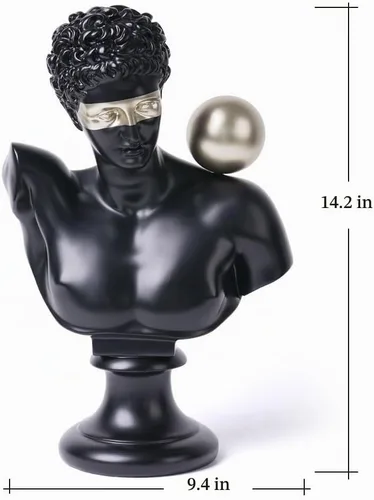 Vista 6 de Estatua de busto griega de Venus abstracta, decoración moderna de Negro