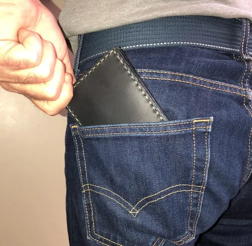 Vista 8 de Cartera de cuero para hombres, I Crazy Horse I Slim Wallet para hombres y mujeres, diseño único para hombre, I Best Gift Idea, Negro, Minimalista