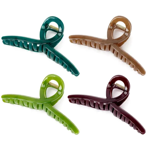 Vista 28 de Pinzas para el cabello grueso, paquete de 4 pinzas de gelatina extra grandes para mujeres, accesorios para el cabello de 4.75 pulgadas para mujeres