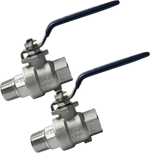 Vista 9 de Válvula de bola de acero inoxidable 316 de 1 pulgada hembra a macho, 2 piezas con rosca NPT de puerto completo, 1000 WOG, válvula de cierre