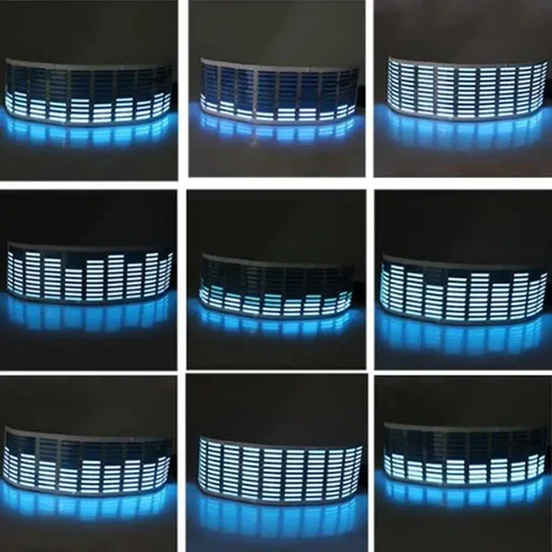 Vista 6 de Pegatinas adhesivas para auto con luces LED brillantes, sensor de sonido y música, ecualizador, ritmo, lámpara de voz, flash de audio, 90 x 25 cm