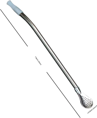 Vista 4 de Bombilla Yerba Mate reutilizable – Filtro de acero inoxidable extraíble estilo cuchara con punta de silicona suave – popote de metal para beber té