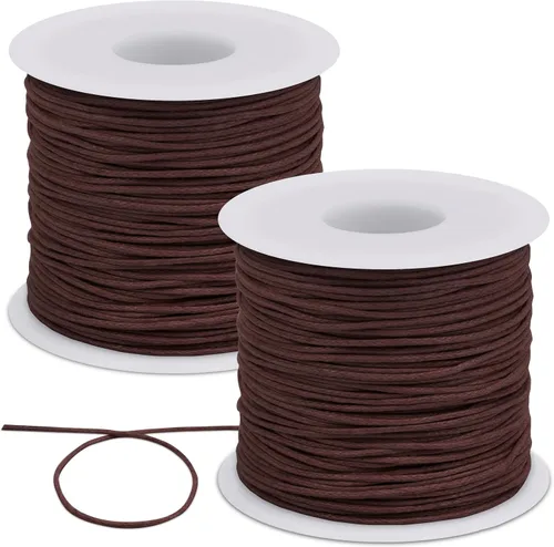 Vista 11 de JeogYong 2 cuerdas de algodón encerado de 0.039 in x 76 yardas, cuerda de cera para hacer pulseras, hilo encerado para abalorios para hacer joyas