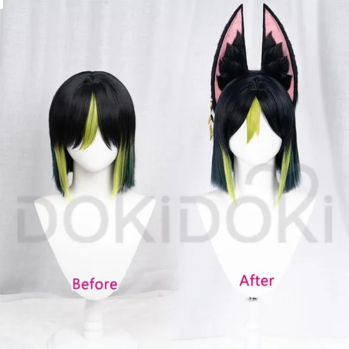 Vista 4 de KIRA KIRA Genshin Impact Tighnari - Diadema de piel peluda de orejas anchas de zorro accesorios de disfraz para decoración de fiestas (solo oreja)
