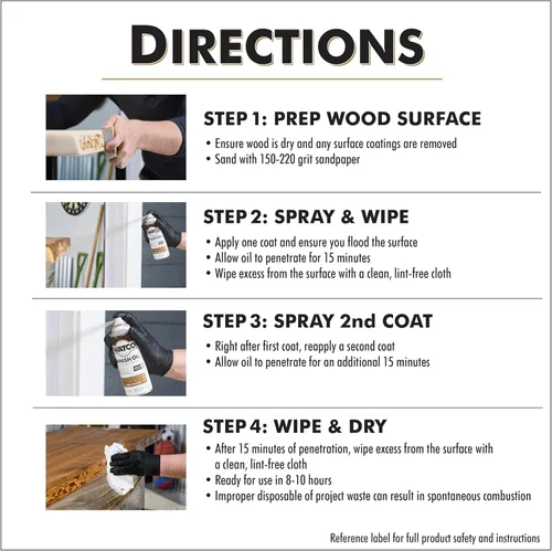 Vista 6 de Watco Aceite danés para acabado de madera en aerosol, 11.25 oz, Nogal oscuro Penetrating Oil Formula, Enhances Natural Grain, Easy Wipe-On