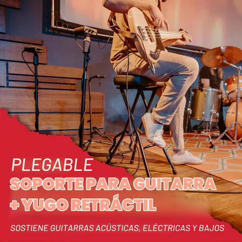 Vista 3 de Gator Frameworks Silla plegable para guitarra con asiento acolchado y colgador de guitarra montado en la parte trasera, (GFW-GTRSTOOL)