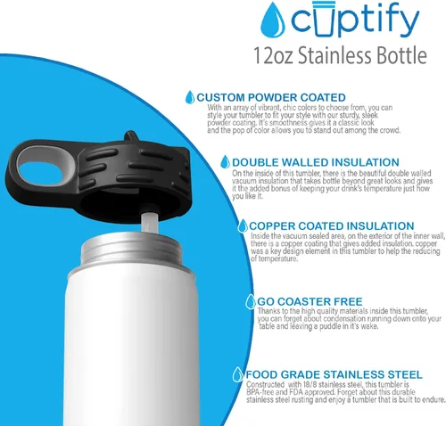 Vista 80 de Cuptify Botella de agua para niños personalizada con nombre en botella de agua aislada con anillo brillante verde de 12 onzas Verde brillante