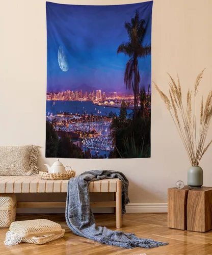 Vista 15 de Lunarable Tapiz mexicano, tema de cultura latinoamericana, sombrero de paja, manta de serape de Maracas, decoración de tela para colgar en la pared