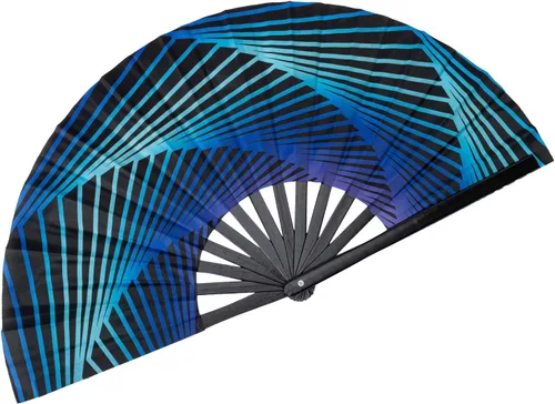 Vista 23 de Abanico grande plegable de mano para baile de línea, abanico de clic para botas en el suelo, para baile, fiesta, decoración, festival (Alien)