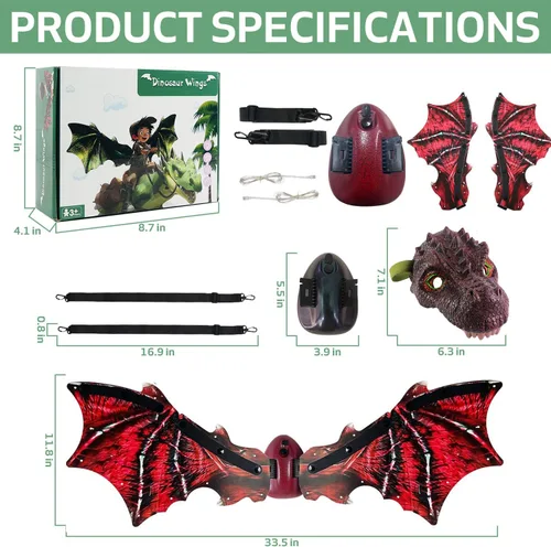 Vista 6 de Maiwaput Elastic Dinosaur Mask Toy Set, Dino Mask Party Halloween Cosplay Costume Dress Up for Kids & Adults