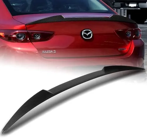 Vista 7 de W-Power - Alerón para tapa trasera de maletero de plástico ABS estilo V compatible con Mazda 3 Sedán 2019-2023, 2020 2021 2022 (negro mate)