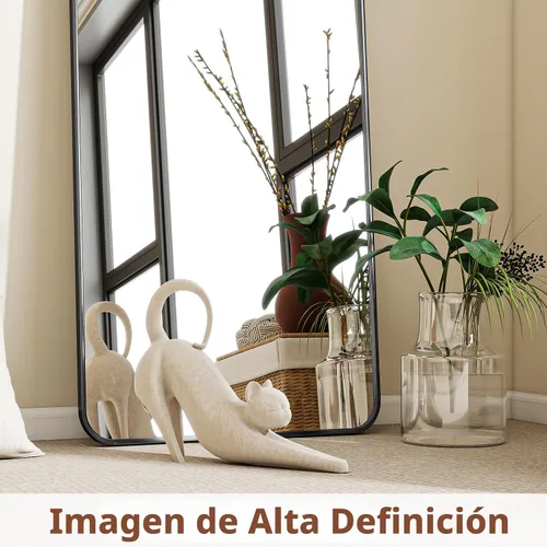 Vista 4 de BEAUTYPEAK - Espejo de cuerpo entero negro, espejo de piso de 56 x 21 pulgadas con esquinas redondeadas, espejo para colgar, apoyar contra la pared