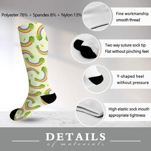 Vista 6 de devor Calcetines para mujer hasta la rodilla, calcetines atléticos, calcetines de moda de hadas con tréboles verdes de la suerte