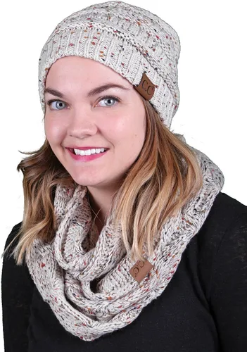 Vista 31 de Funky Junque - Juego de pañuelo y gorro de punto a juego para mujer Negro