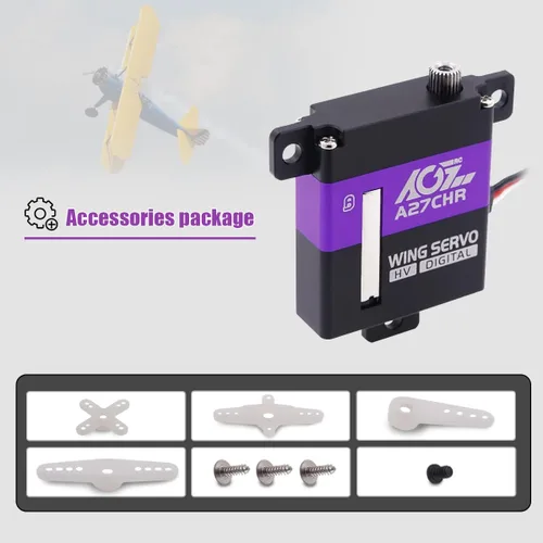 Vista 8 de AGFRC Servo micro de alto par de torsión de 22.5 lbs - Servo servomotor digital CNC delgado sin núcleo de engranaje digital para planeador de avión