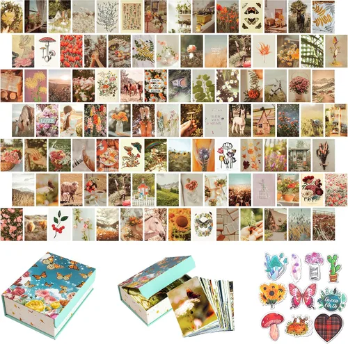 Vista 11 de Artivo Kit de collage de pared bohemio para niñas adolescentes, bonita decoración de habitación, imágenes estéticas de decoración de pared