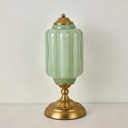 Vista 4 de Lámpara de mesa vintage de vidrio de leche, lámparas modernas de mediados de siglo regulables, elegante lámpara de noche Art Deco festoneada