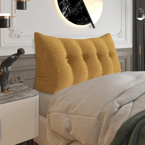 Vista 88 de Almohada de cabecera gruesa totalmente rellena tamaño Queen, cabecera acolchada suave y firme, soporte grande, triangular, almohada de cuña