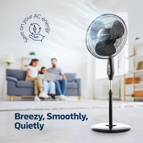 Vista 2 de NEXAIR Ventilador oscilante de 16 pulgadas para sala de operaciones silencioso con control remoto, 3 velocidades, con altura ajustable, ventilador
