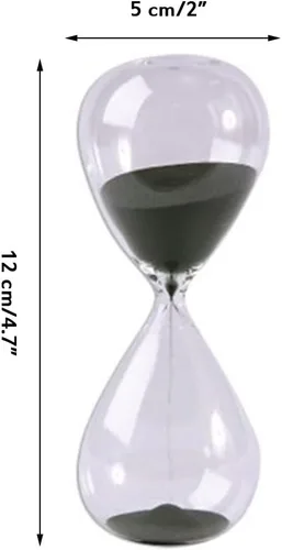 Vista 2 de Reloj de arena grande de cristal de arena negro con temporizador de reloj de arena transparente y suave, medidas de vidrio para el hogar, decoración