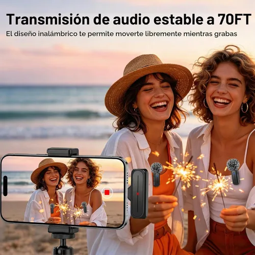 Vista 5 de MAYBESTA Mini micrófono inalámbrico para iPhone y teléfono Android, micrófonos de solapa Bluetooth con estuche de carga para grabación de video, 2